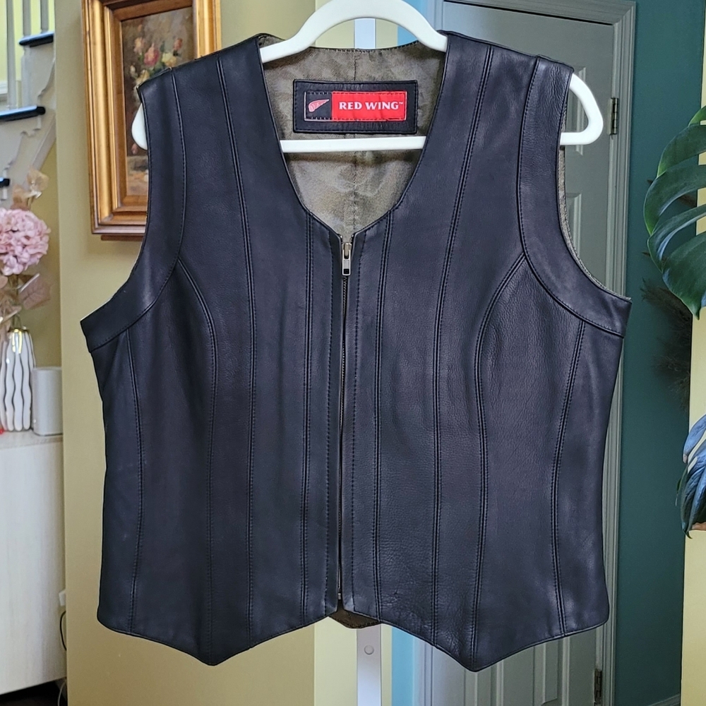 Red Wing Black Leather Vest Men's Size Large